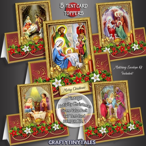 Nativity Scene Five Tent Card Bumper Kit. 1 
