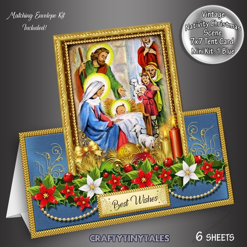 Nativity Scene Blue Tent Card  Kit 1