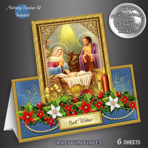 Nativity Scene Blue Tent Card  Kit  2