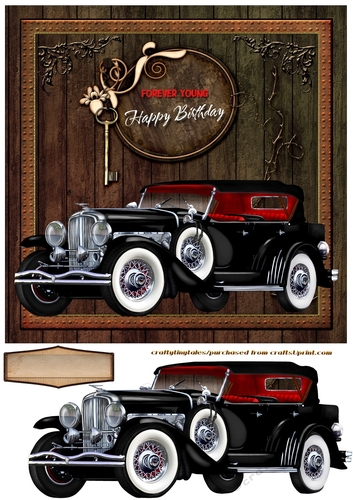 Forever Young Vintage Car Card Front 1