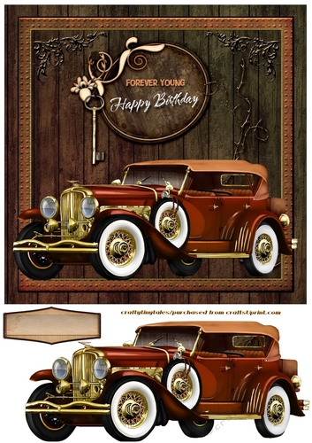 Forever Young Vintage Car Card Front 3