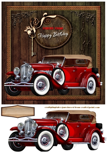 Forever Young Vintage Car Card Front 4
