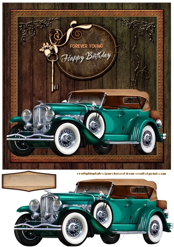 Forever Young Vintage Car Card Front 5