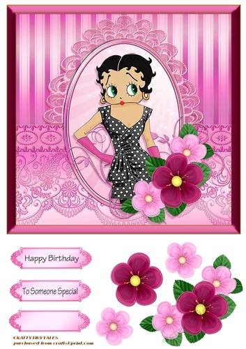 Betty Boop Card Front Pink Tone 3