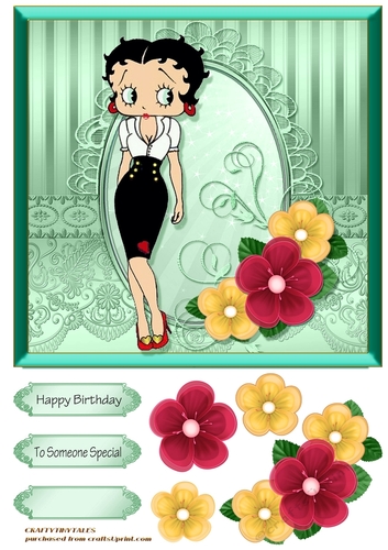 Betty Boop Card Front Green Tone  4
