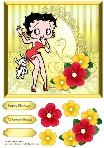 Betty Boop Card Front Yellow Tone 5
