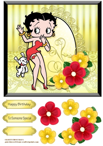 Betty Boop Card Front Black Border Yellow 6