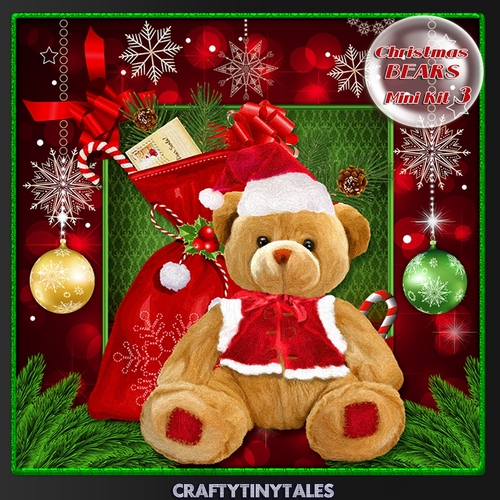 Christmas Bears Card Front Kit. 3