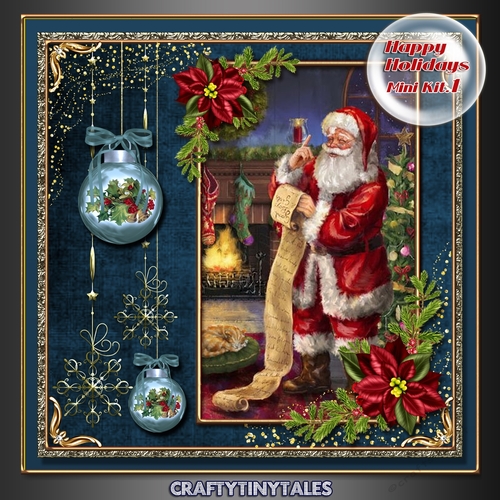 Happy Holidays Vintage Scene Blue 1