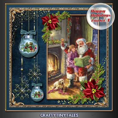 Happy Holidays Vintage Scene Blue 4