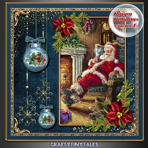 Happy Holidays Vintage Scene Blue 6