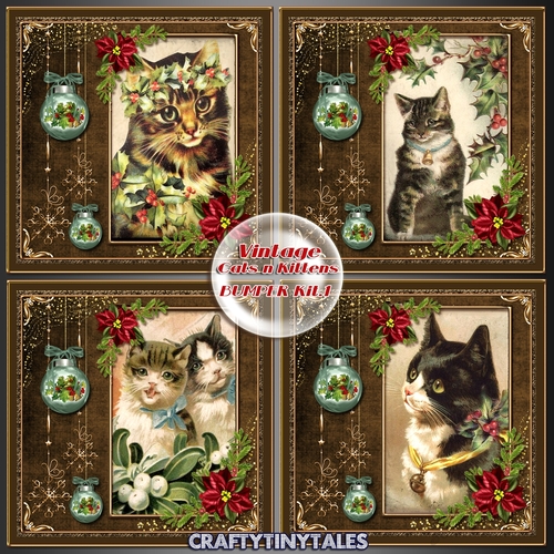 Vintage Christmas Cats Bumper Kit.1