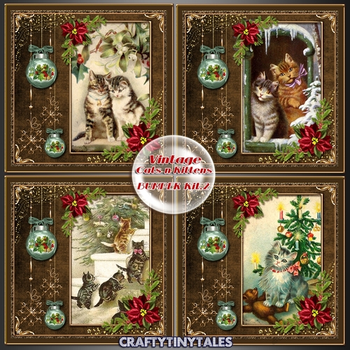 Vintage Christmas Cats Bumper Kit. 2