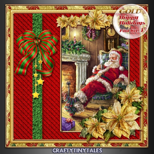 GOLD Happy Holidays Vintage Santa 3