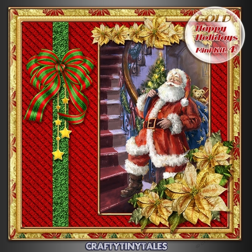 GOLD Happy Holidays Vintage Santa 4