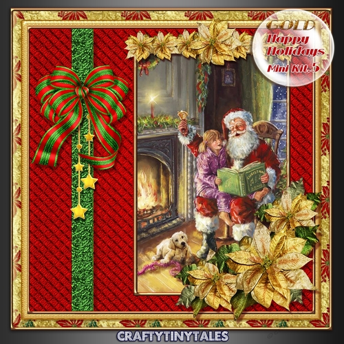 GOLD Happy Holidays Vintage Santa 5