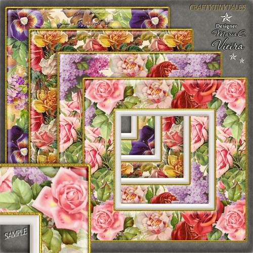 Vintage Floral 8x8 Frames Designer Kit 1 