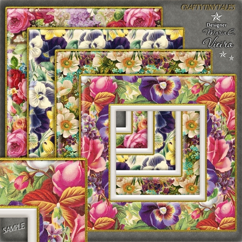 Vintage Floral 8x8 Frames Designer Kit 2