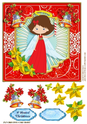 Christmas Angel Blessings Card Front 1
