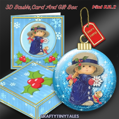 3D Bauble Card And Gift Box Blue Kit .2