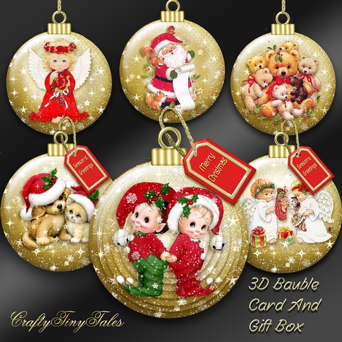 Six 3D Bauble Card And Gift Box Bumper Kit