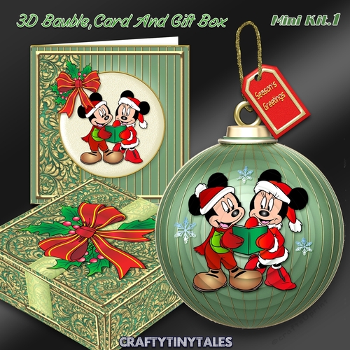 3D Bauble Card And Gift Box Mickey Kit1