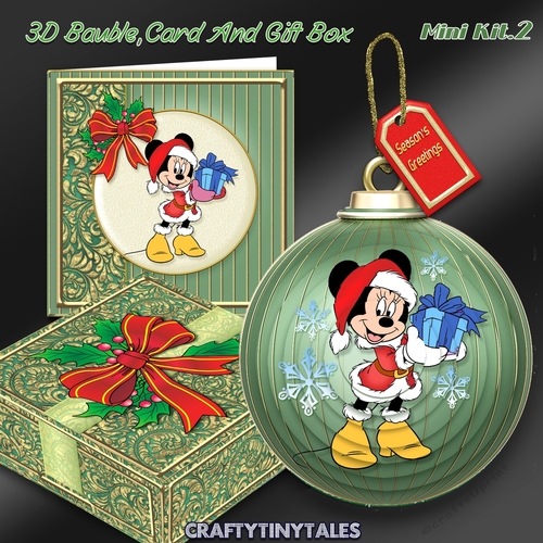 3D Bauble Card And Gift Box Mickey Kit 2