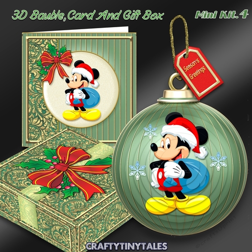 3D Bauble Card And Gift Box Mickey Kit 4