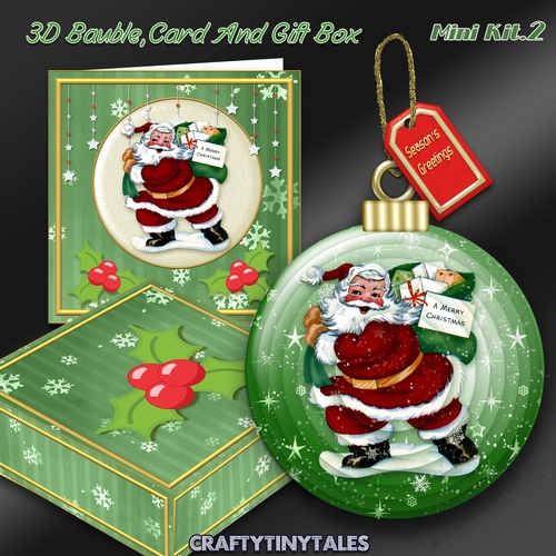 3D Santa Bauble,Card and Box Mini Kit 2