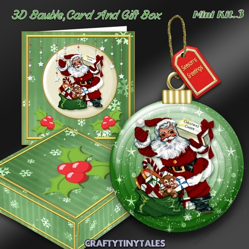3D Santa Bauble,Card and Box Mini Kit 3