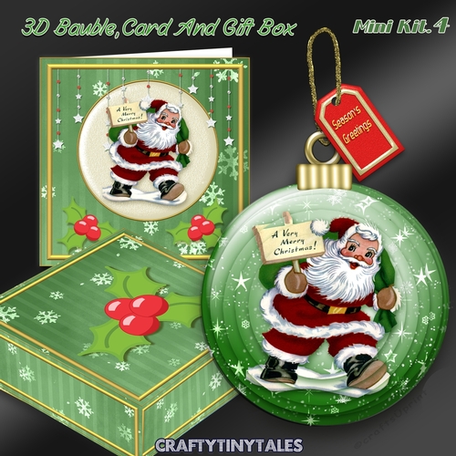 3D Santa Bauble,Card and Box Mini Kit 4