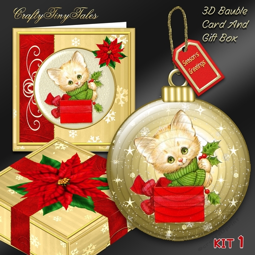 3D Bauble Card And Gift Box Set Two Mini Kit 1