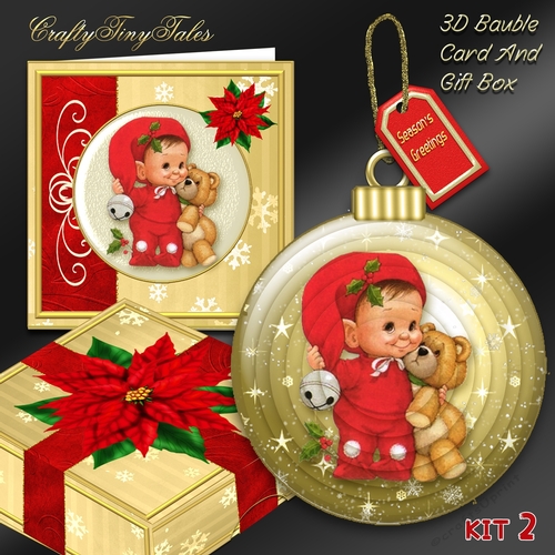 3D Bauble Card And Gift Box Set Two Mini Kit 2