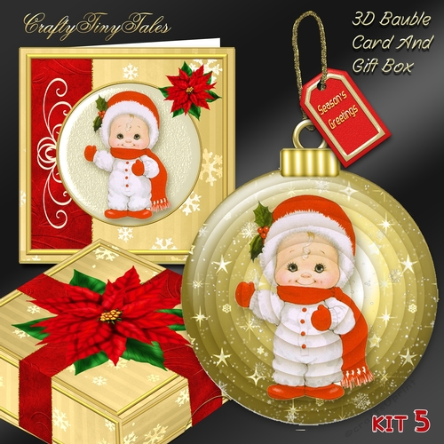 3D Bauble Card And Gift Box Set Two Mini Kit 5