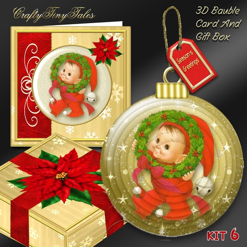 3D Bauble Card And Gift Box Set Two Mini Kit 6