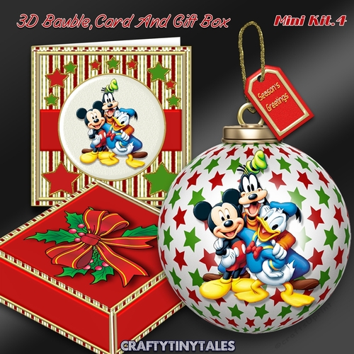 3D Bauble Card And Gift Box Mickey and The Gang 
