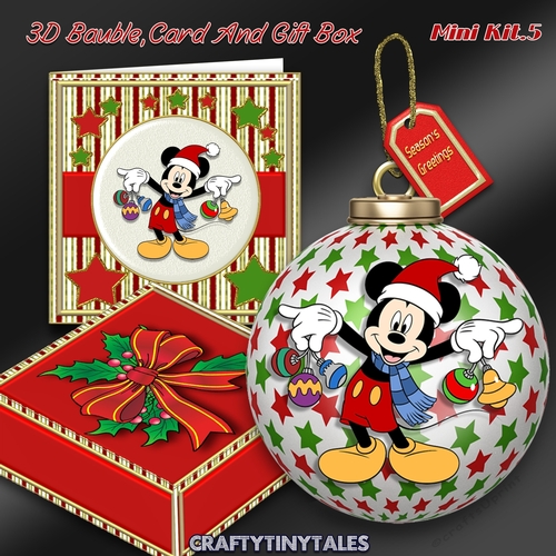 3D Bauble Card And Gift Box Bauble Mickey