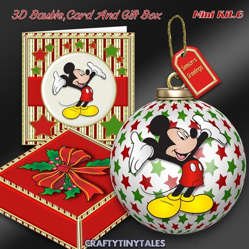 3D Bauble Card And Gift Box Mickeys Xmas Cheer