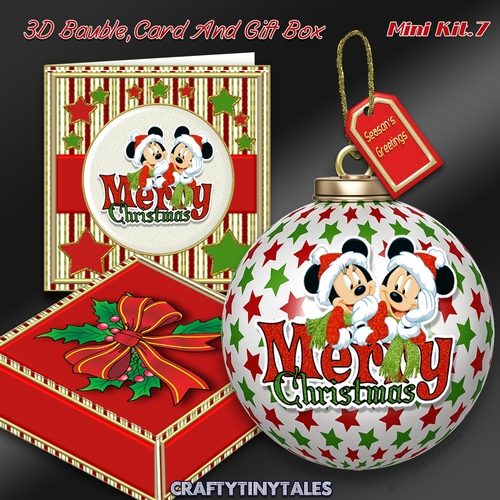 3D Bauble Card And Gift Box Merry Christmas