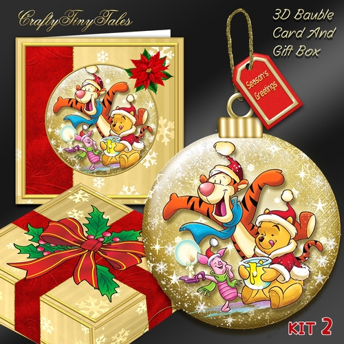 Christmas Winnie 6 Bauble Gold Mini Kit.2