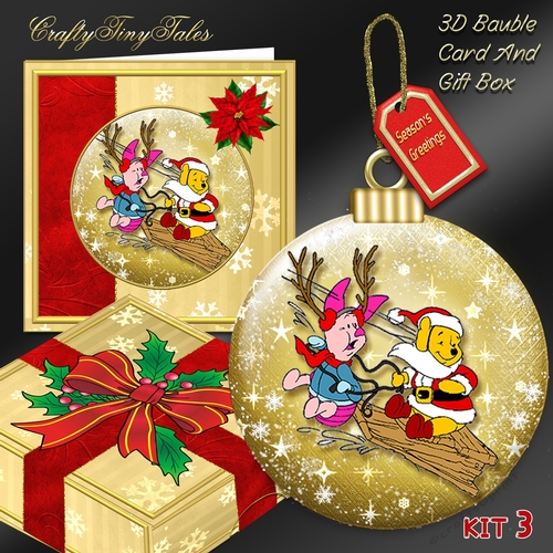 Christmas Winnie 6 Bauble Gold Mini Kit.3