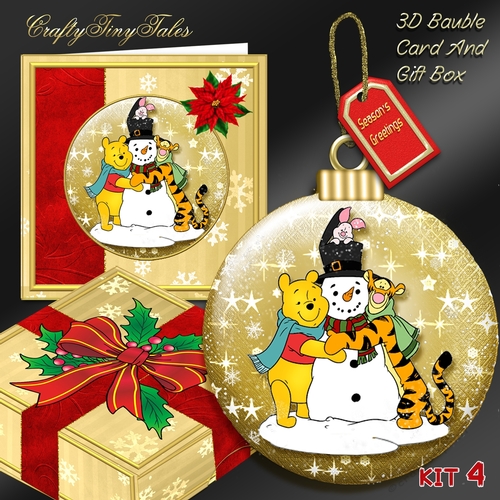 Christmas Winnie 6 Bauble Gold Mini Kit.4