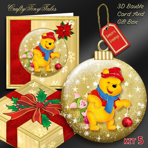 Christmas Winnie 6 Bauble Gold Mini Kit.5