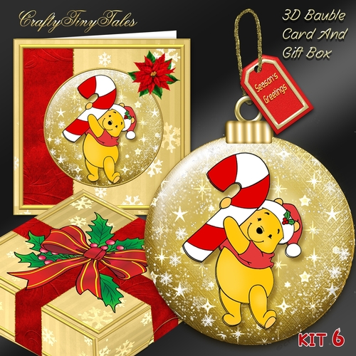 Christmas Winnie 6 Bauble Gold Mini Kit.6