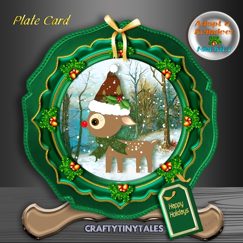 Adopt a Reindeer Christmas Plate Card 1