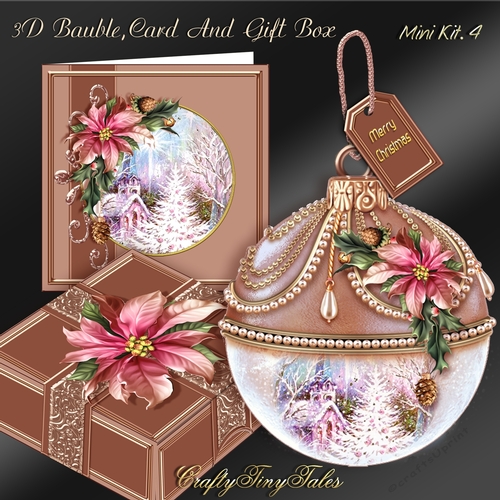 Rose Gold 3D Bauble Christmas Church Scene Kit.4
