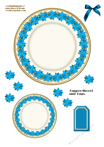 Blank Plate Topper and Tags blue