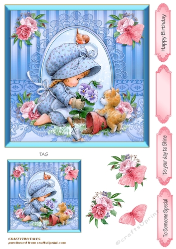 Blue Garden Girls 4 Card Front 6.5