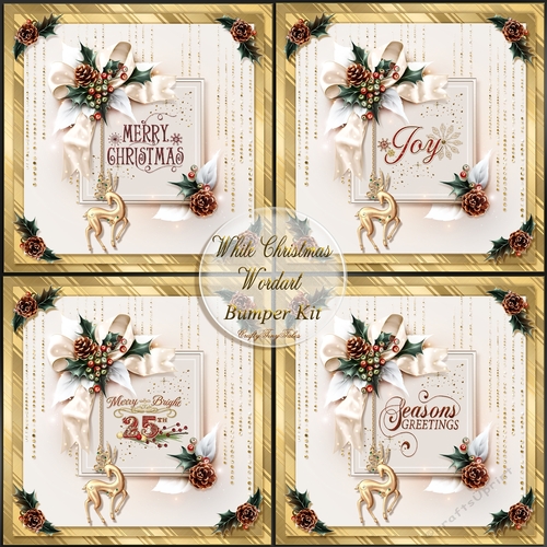 White Christmas Wordart Card Front Bundle.
