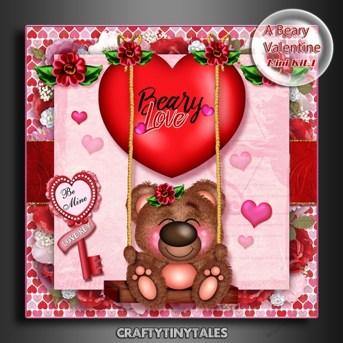 A Beary Valentine Card Front Mini Kit.1